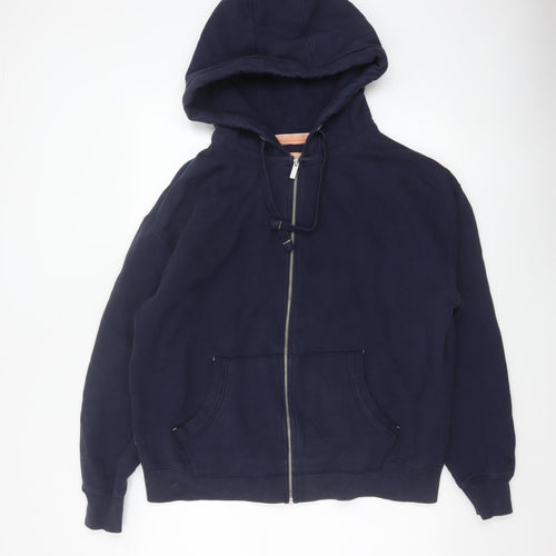 Fat Face Men’s Blue L Full Zip Hooded Fleece Hoodie Pockets