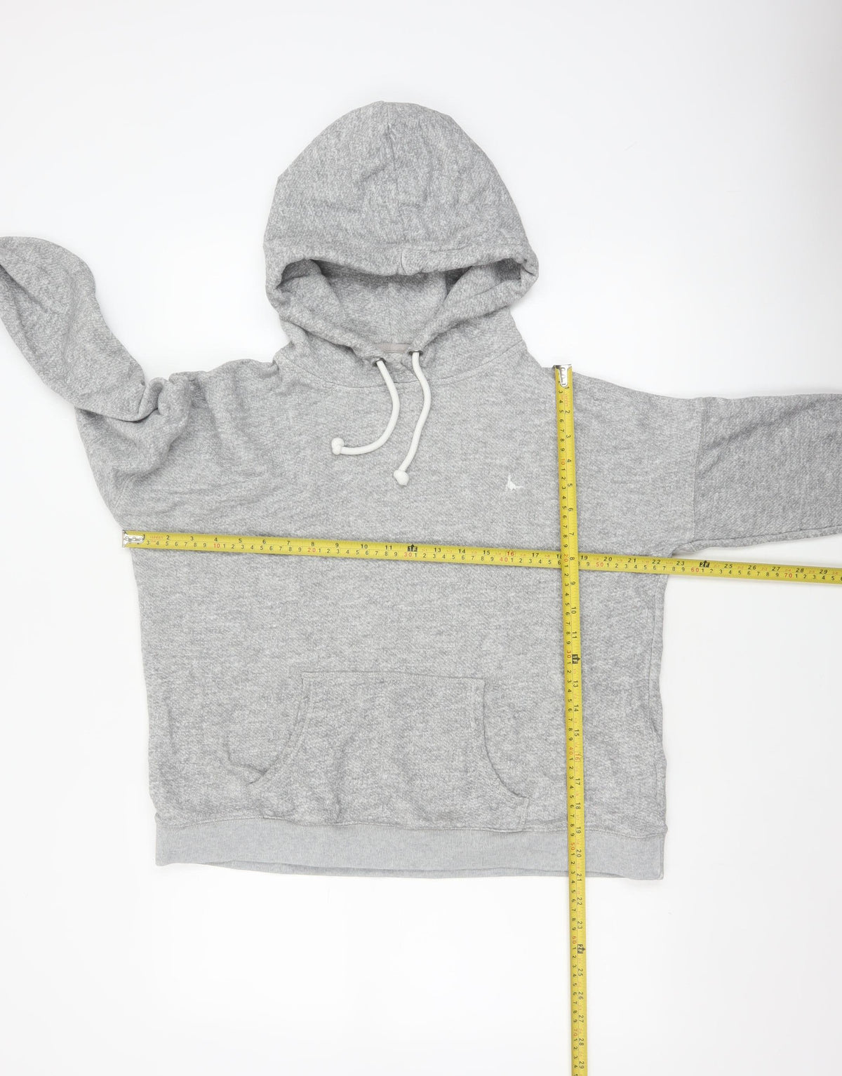 Close-up detail of Jack Wills Women Grey UK 12 Pullover Hoodie Drawstring Logo Pockets