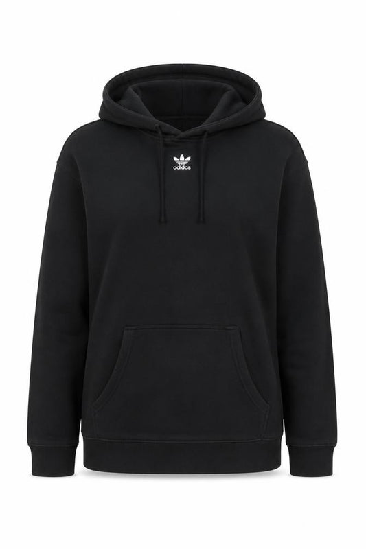 Front view of Adidas Women’s Black UK 14 Trefoil Logo Pullover Hoodie