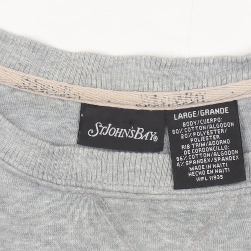 St. John's Bay Women’s Grey Crew Neck Pullover Sweatshirt Size L