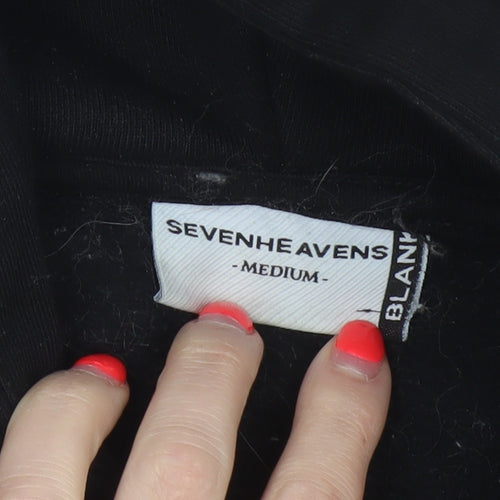 Sevenheavens Men’s Black M Full Zip Hooded Fleece Hoodie Logo Pockets