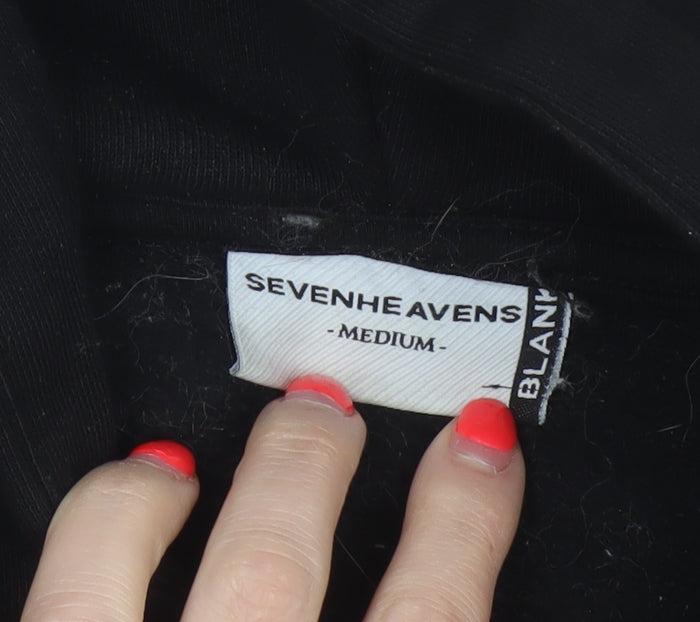 Sevenheavens Men’s Black M Full Zip Hooded Fleece Hoodie Logo Pockets