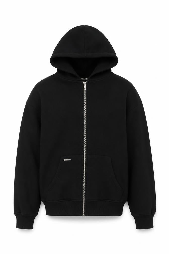 Sevenheavens Men’s Black M Full Zip Hooded Fleece Hoodie Logo Pockets