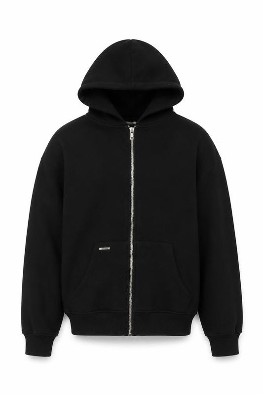 Sevenheavens Men’s Black M Full Zip Hooded Fleece Hoodie Logo Pockets