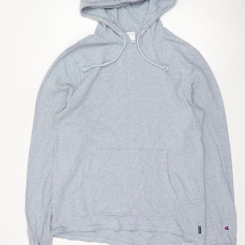 Champion Men’s Grey M Pullover Hoodie Logo Fleece Kangaroo Pocket