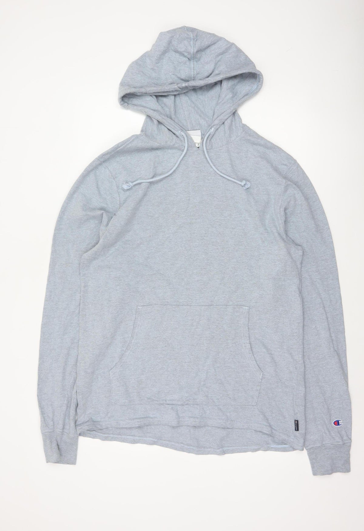 Champion Men’s Grey M Pullover Hoodie Logo Fleece Kangaroo Pocket