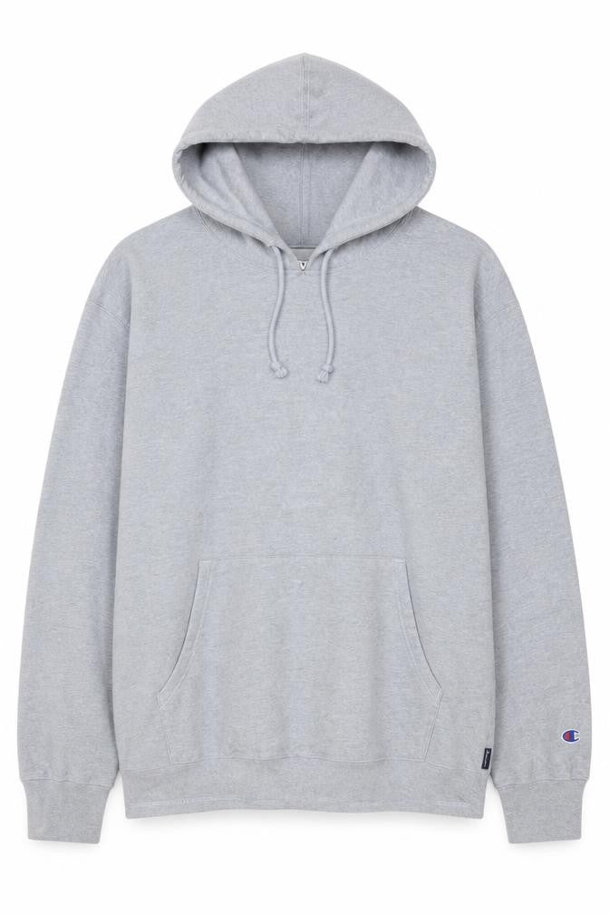 Champion Men’s Grey M Pullover Hoodie Logo Fleece Kangaroo Pocket