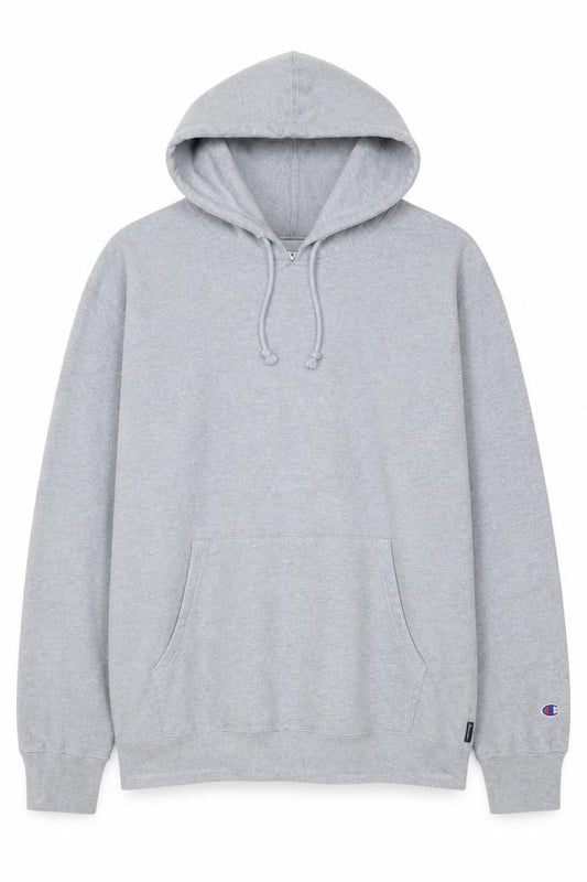 Champion Men’s Grey M Pullover Hoodie Logo Fleece Kangaroo Pocket