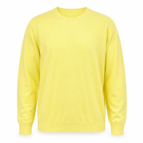 Uniqlo Men Yellow M Cotton Crew Neck Fine Knit Pullover Jumper