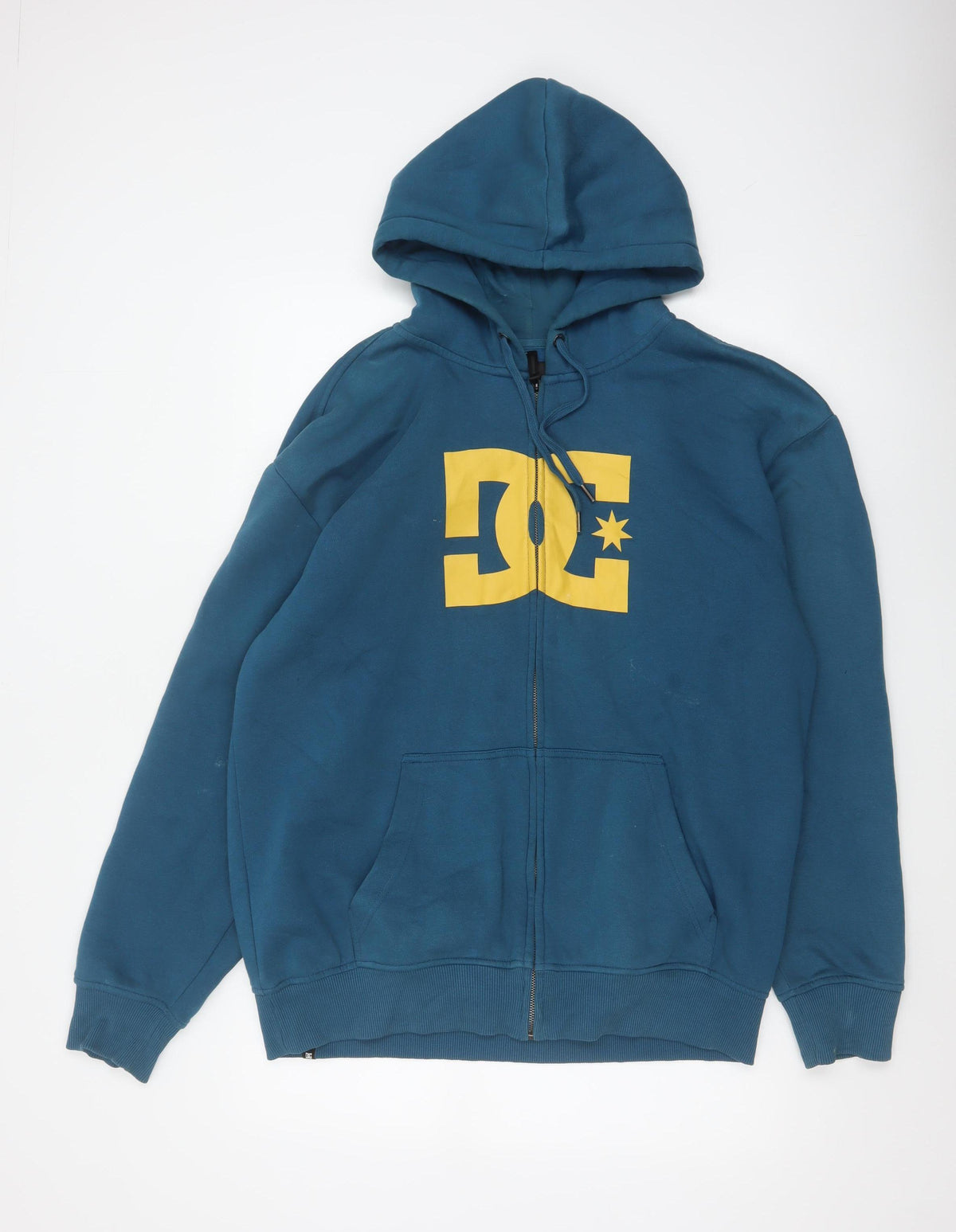 DC Shoes Men's Blue L Full Zip Logo Hoodie Cotton Blend Skateboarding