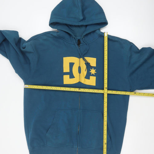 DC Shoes Men's Blue L Full Zip Logo Hoodie Cotton Blend Skateboarding