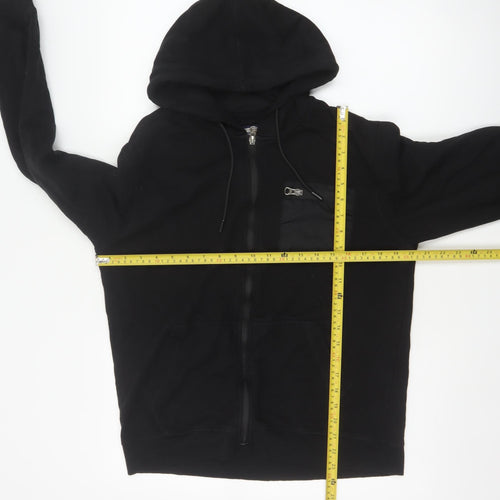 Flying Machine Men's Black L Full Zip Hooded Fleece Hoodie Pockets