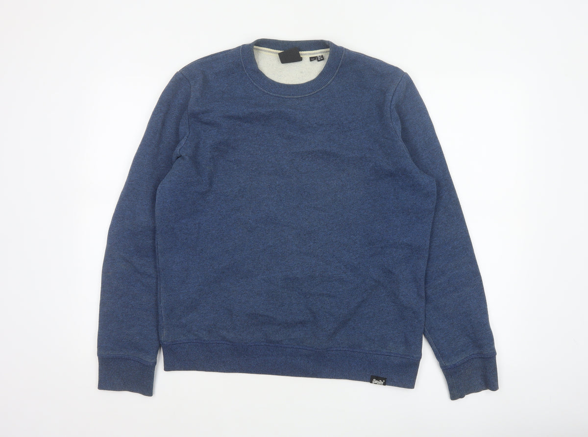 Back view of Superdry Women’s Blue UK 10 Crew Neck Pullover Sweatshirt Logo