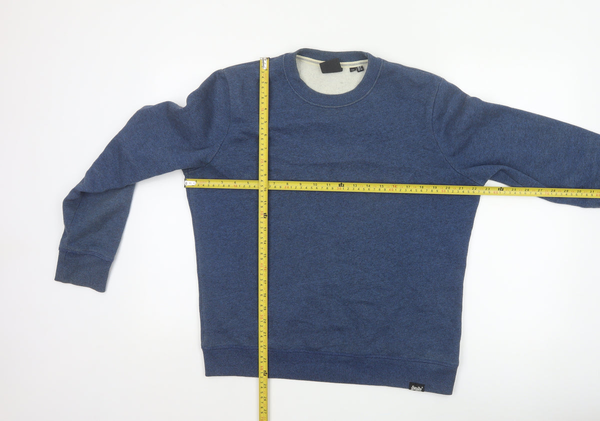 Close-up detail of Superdry Women’s Blue UK 10 Crew Neck Pullover Sweatshirt Logo