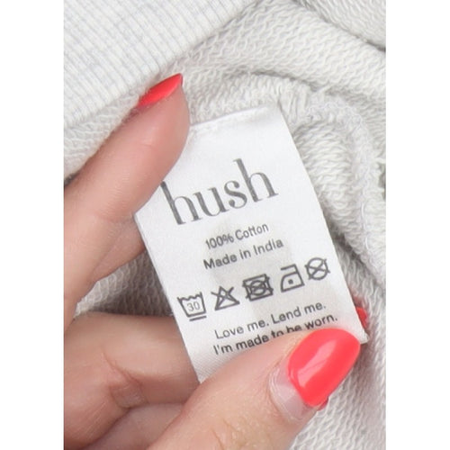Hush Women’s Grey XS Cotton Pullover Crew Neck Raglan Sweatshirt