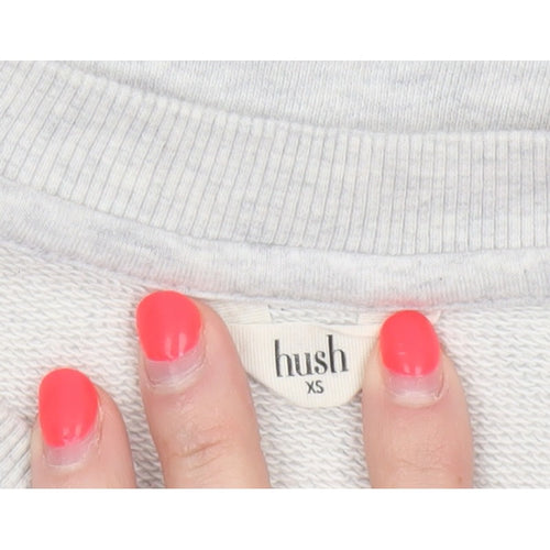 Hush Women’s Grey XS Cotton Pullover Crew Neck Raglan Sweatshirt