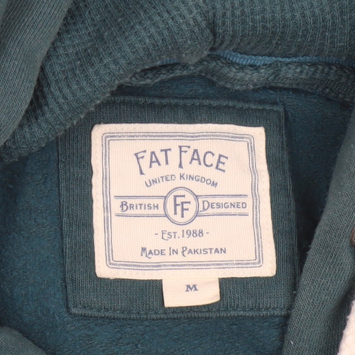 Fat Face Men's Green M Full Zip Hooded Logo Cotton Blend Hoodie