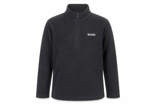 Front view of Regatta boys’ black 13 years 1/4 zip fleece sweatshirt outdoor