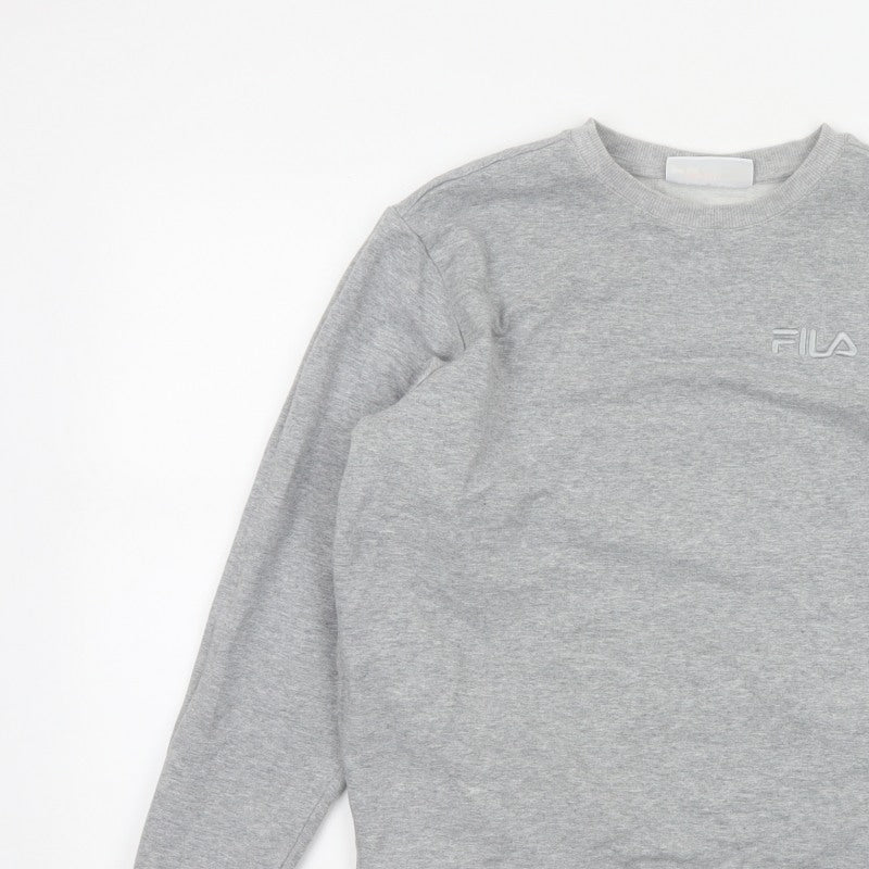 FILA Women’s Grey M Logo Crew Neck Pullover Sweatshirt Cotton