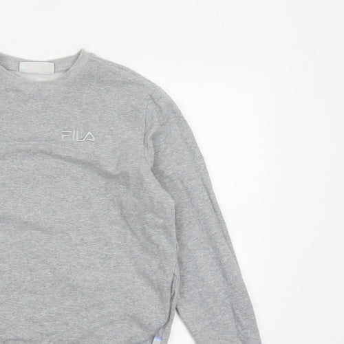 FILA Women’s Grey M Logo Crew Neck Pullover Sweatshirt Cotton