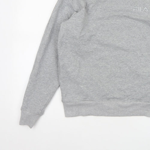 FILA Women’s Grey M Logo Crew Neck Pullover Sweatshirt Cotton