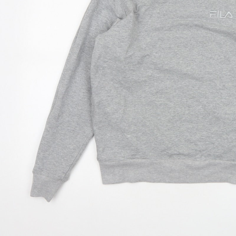 FILA Women’s Grey M Logo Crew Neck Pullover Sweatshirt Cotton