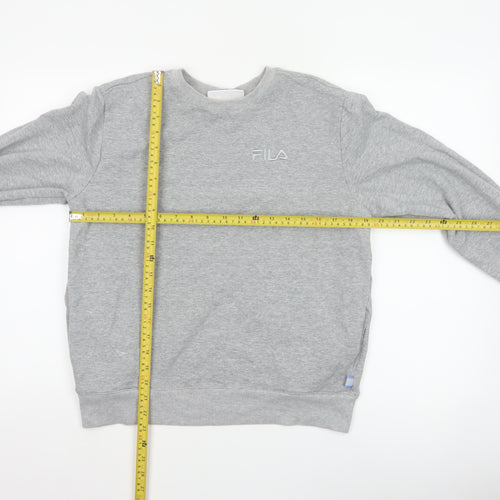 FILA Women’s Grey M Logo Crew Neck Pullover Sweatshirt Cotton