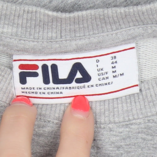 FILA Women’s Grey M Logo Crew Neck Pullover Sweatshirt Cotton