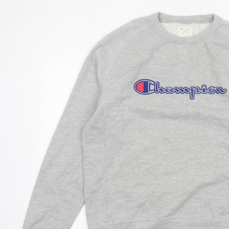 Champion Men’s Grey Large Embroidered Logo Crew Neck Sweatshirt