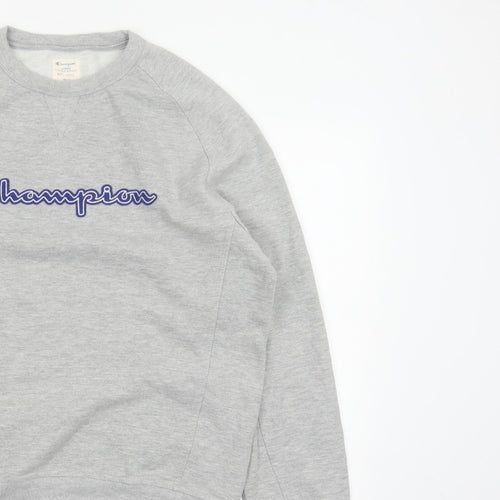 Champion Men’s Grey Large Embroidered Logo Crew Neck Sweatshirt