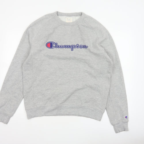 Champion Men’s Grey Large Embroidered Logo Crew Neck Sweatshirt
