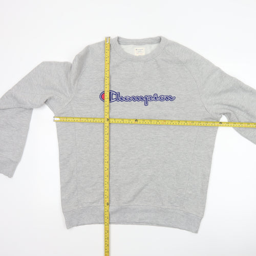 Champion Men’s Grey Large Embroidered Logo Crew Neck Sweatshirt