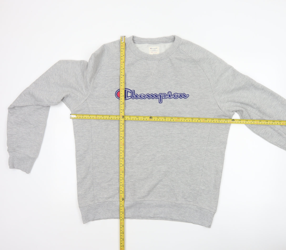 Champion Men’s Grey Large Embroidered Logo Crew Neck Sweatshirt
