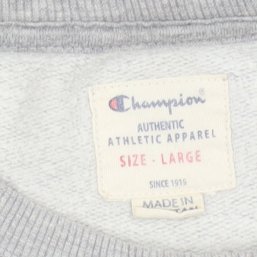 Champion Men’s Grey Large Embroidered Logo Crew Neck Sweatshirt