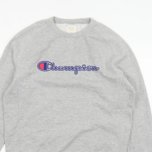 Champion Men’s Grey Large Embroidered Logo Crew Neck Sweatshirt