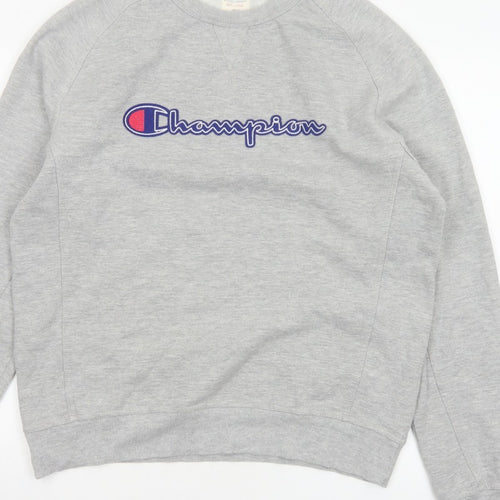 Champion Men’s Grey Large Embroidered Logo Crew Neck Sweatshirt