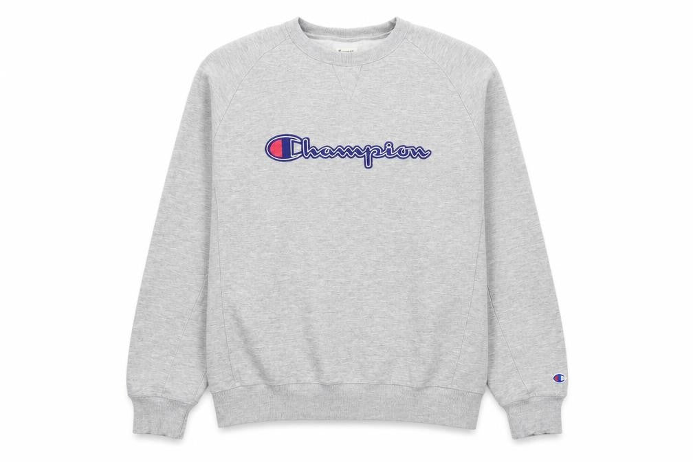Champion Men’s Grey Large Embroidered Logo Crew Neck Sweatshirt