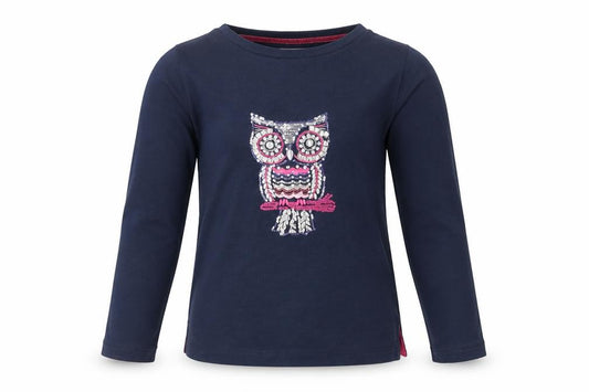 Country Rose Teens Blue S Owl Sequin Long Sleeve Jersey T-Shirt