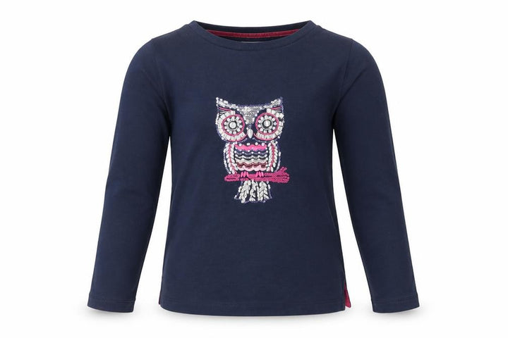Country Rose Teens Blue S Owl Sequin Long Sleeve Jersey T-Shirt