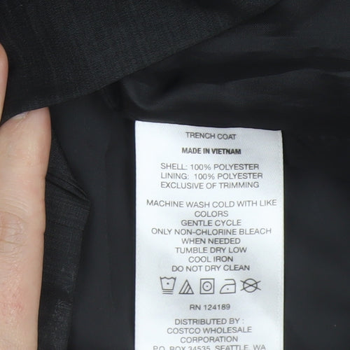 Kirkland Signature Unisex Black L Hooded Long Trench Coat