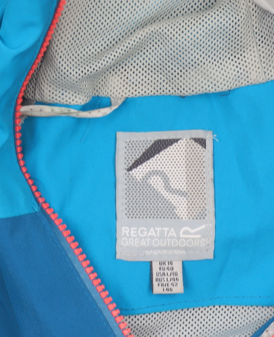 Regatta Women’s Blue UK 14 Hooded Waterproof Outdoor Rain Jacket