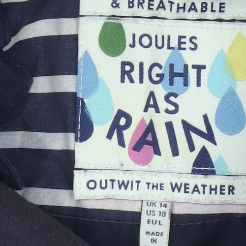 Joules Women’s Blue UK 14 Waterproof Hooded Rain Jacket