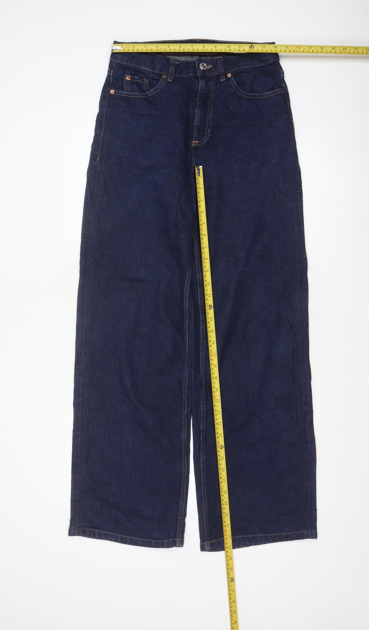 M&S Women’s Blue UK 10 Long High Rise Wide-Leg Stretch Jeans