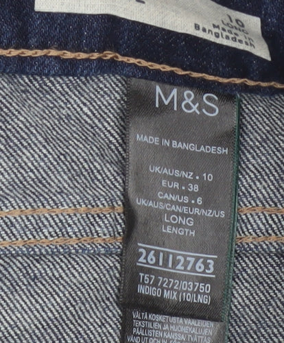 M&S Women’s Blue UK 10 Long High Rise Wide-Leg Stretch Jeans