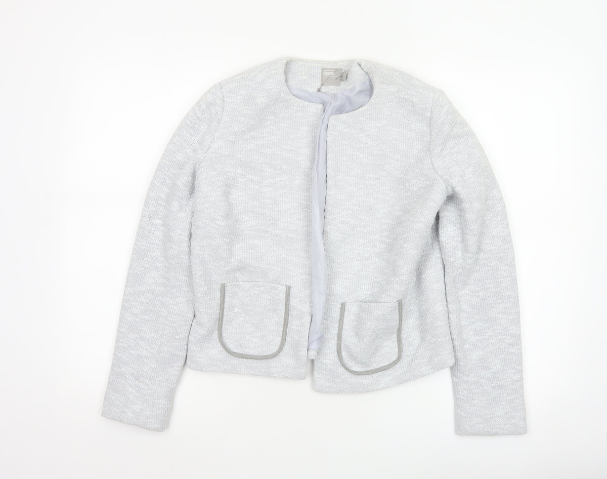 ASOS Women Grey UK 10 Knit Lined Open Jacket Cotton Blend