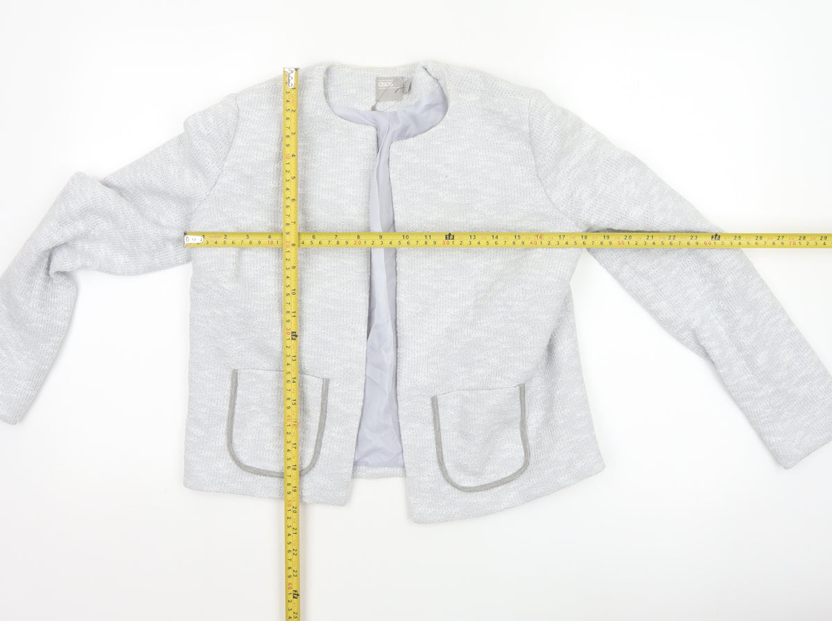 ASOS Women Grey UK 10 Knit Lined Open Jacket Cotton Blend