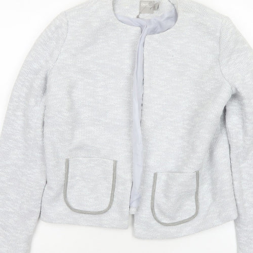 ASOS Women Grey UK 10 Knit Lined Open Jacket Cotton Blend