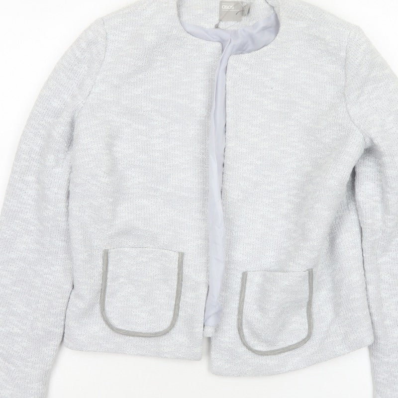 ASOS Women Grey UK 10 Knit Lined Open Jacket Cotton Blend