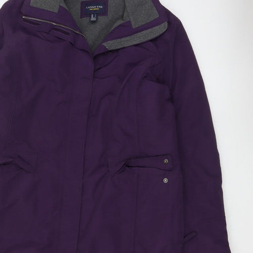 Lands' End Women’s Purple L Squall Long Waterproof Hooded Parka Coat