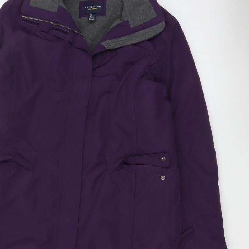 Lands' End Women’s Purple L Squall Long Waterproof Hooded Parka Coat